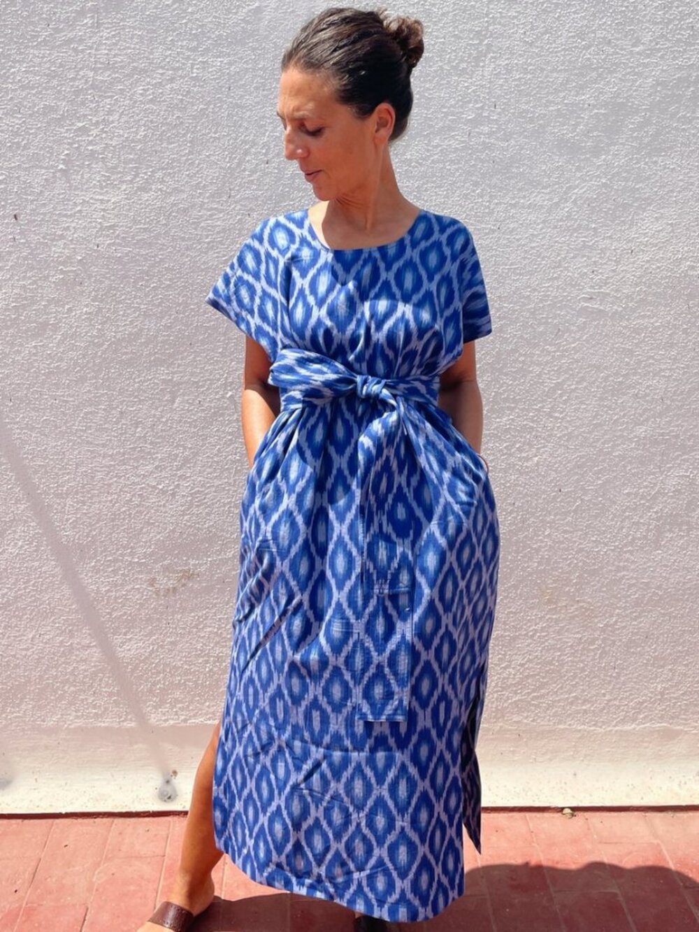 Bundu Textile Dress in Ikat 047 Slim Cut